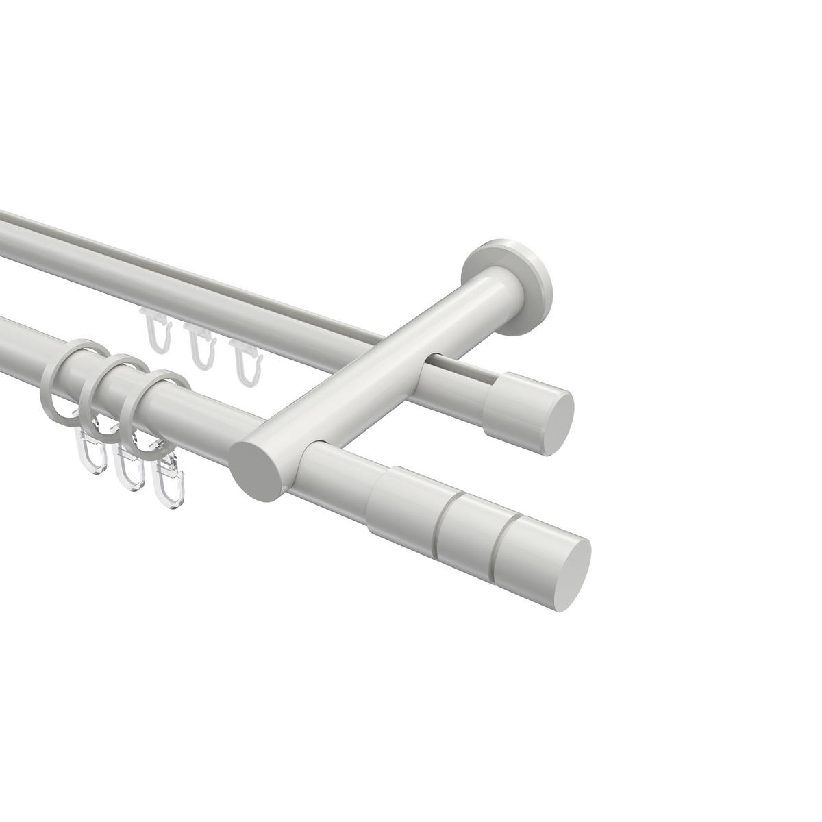 RUNDROHR-INNENLAUF-GARDINENSTANGEN-SET Platon Elanto 480 cm (geteilt in 3 x 160 cm), 2-läufig, 20 mm Ø Weiß - Weiß, Metall (480cm) - INTERDECO