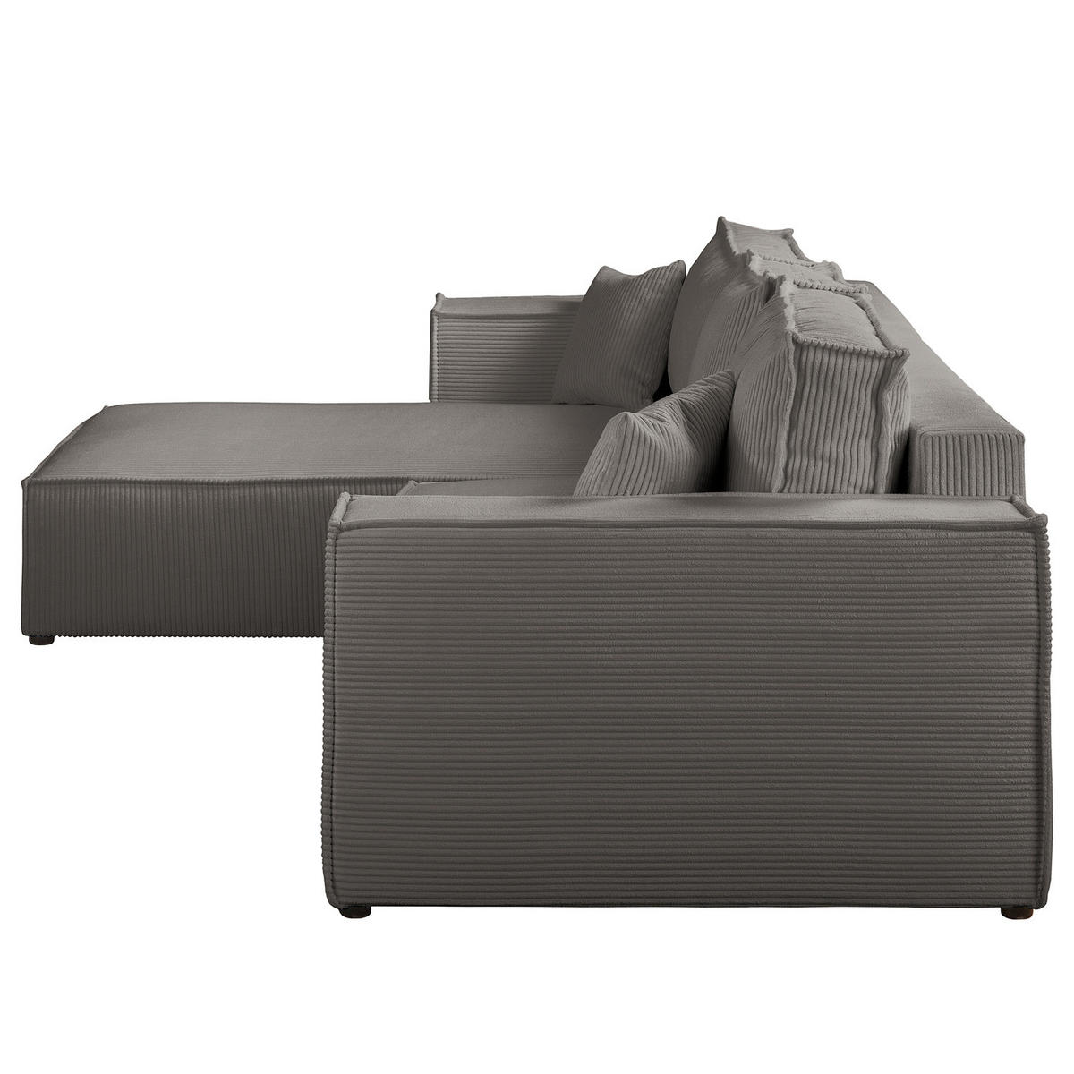 ECKSOFA mit Schlaffunktion - 290 cm - Schwarz/Grau, Kunststoff/Textil (290/185cm) - home24