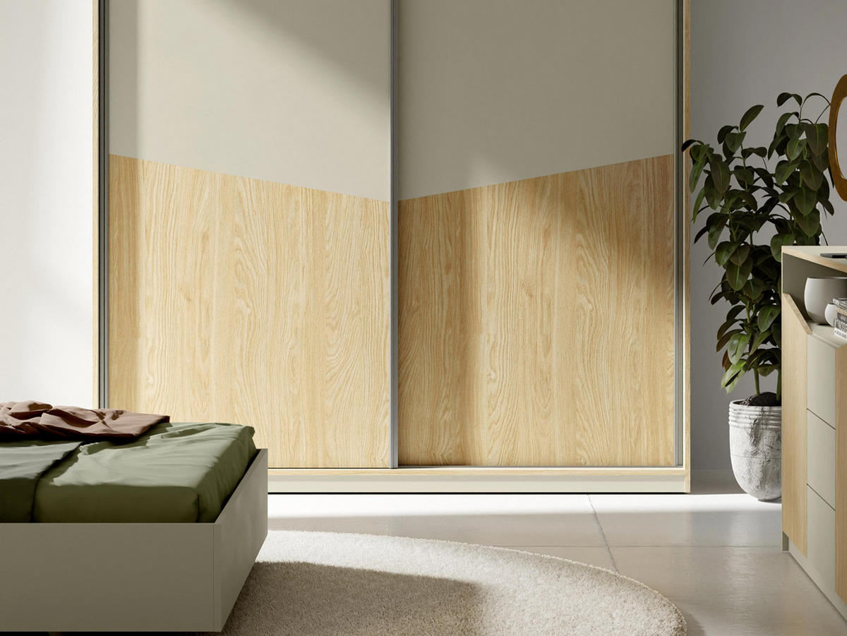SCHIEBETÜRENSCHRANK Aston 01 - Eichefarben/Beige, Holzwerkstoff (200/215/65cm) - MIRJAN24