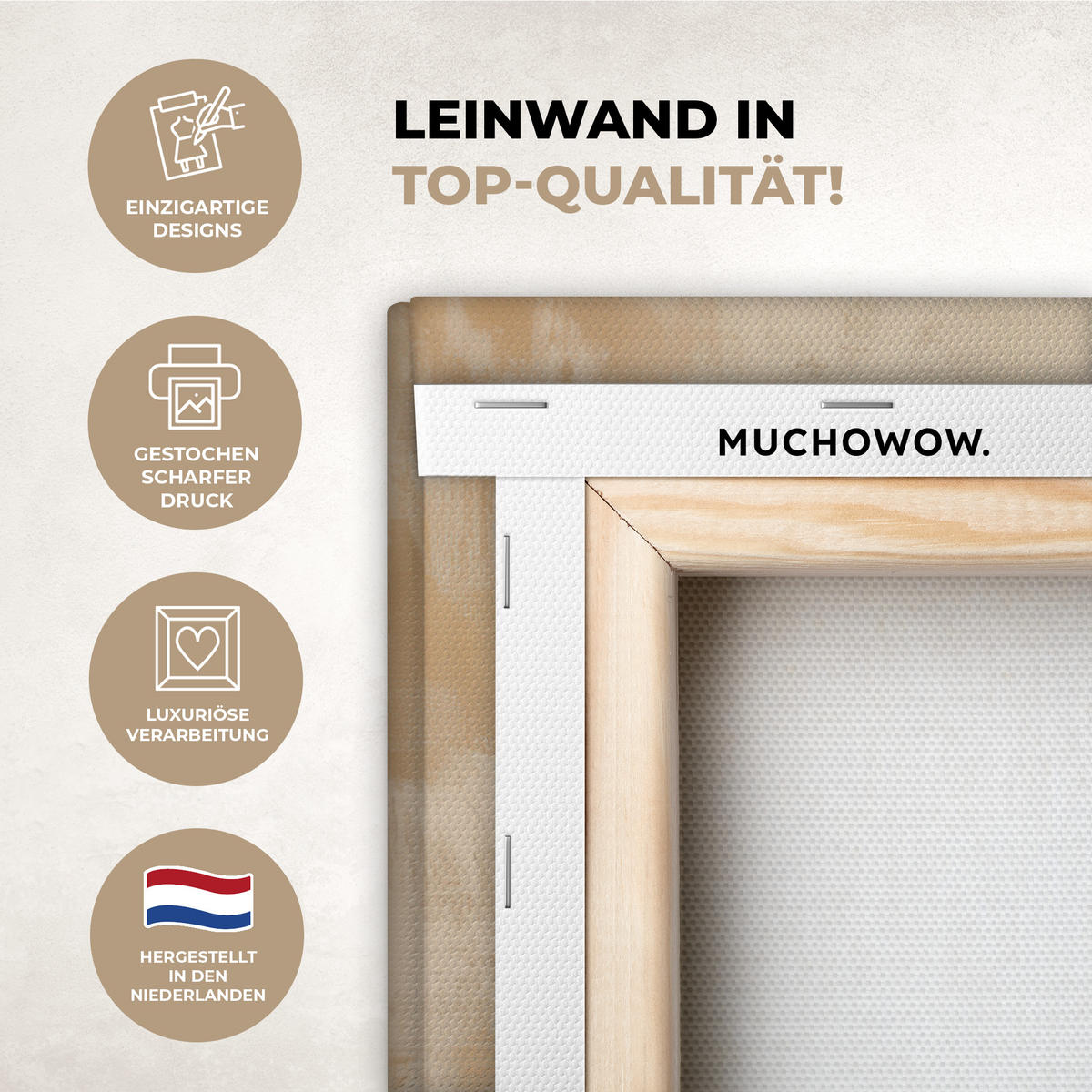 LEINWANDBILD Weihnachten - Hirsch - Geweih - Weihnachtskugel - Rentier Wanddeko 90x60 cm - Hellbraun, Textil (90/60cm) - MuchoWow