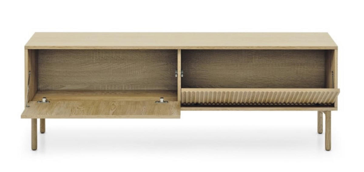 KOMMODE Weiß AVO Ryflowana RTV 2D 153 cm - Gelb, Holz (153.5/51.8/39.5cm) - Sepro Meble