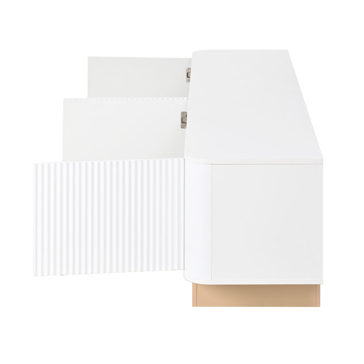 TV-SCHRANK 200cm geriffelt 4 Türen Stauraum modern MDF - Weiß, Holzwerkstoff (40/47.5/200cm) - FLIEKS