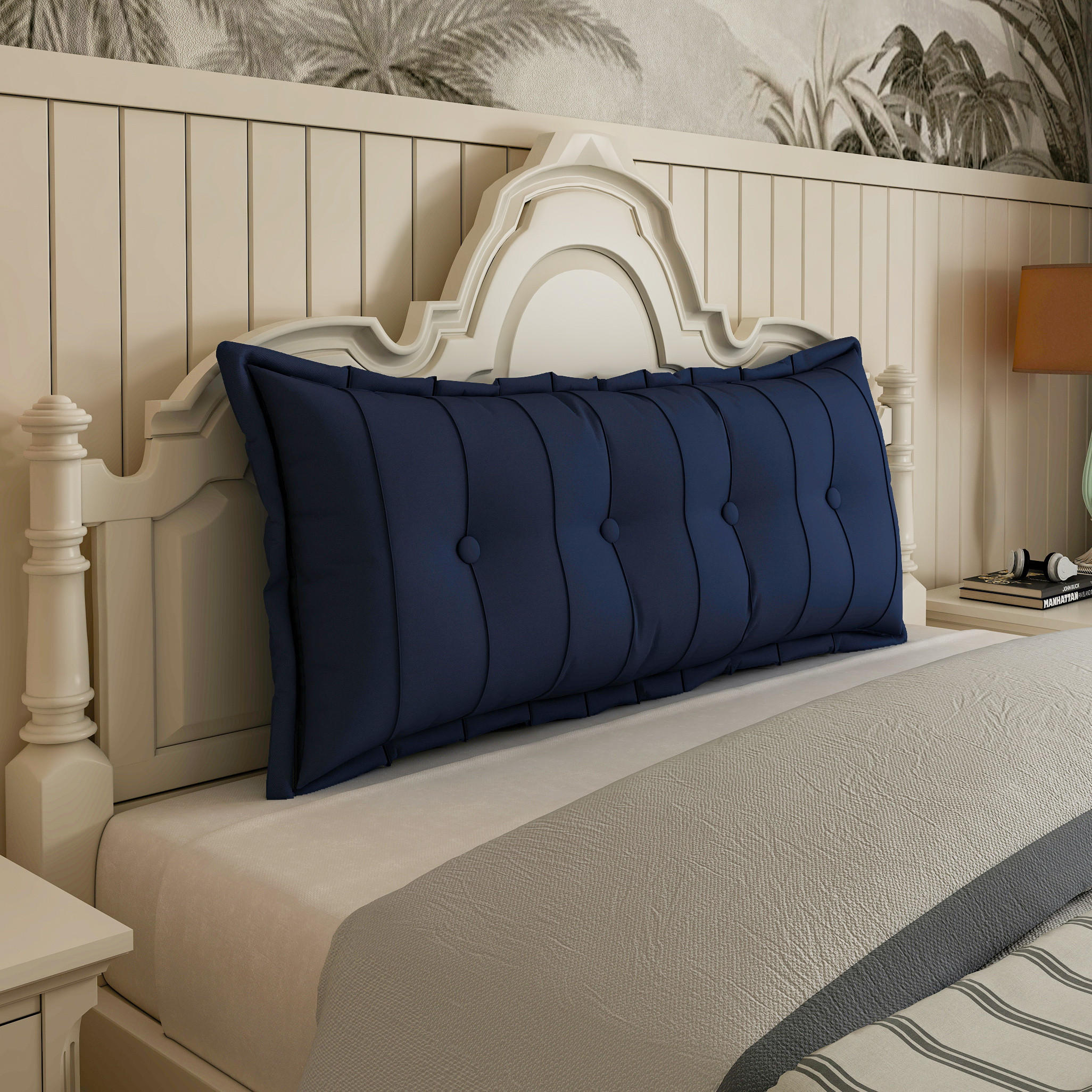 RÜCKENKISSEN Plüsch Dunkelblau 140 cm - Dunkelblau, Textil (50/140cm) - Vercart