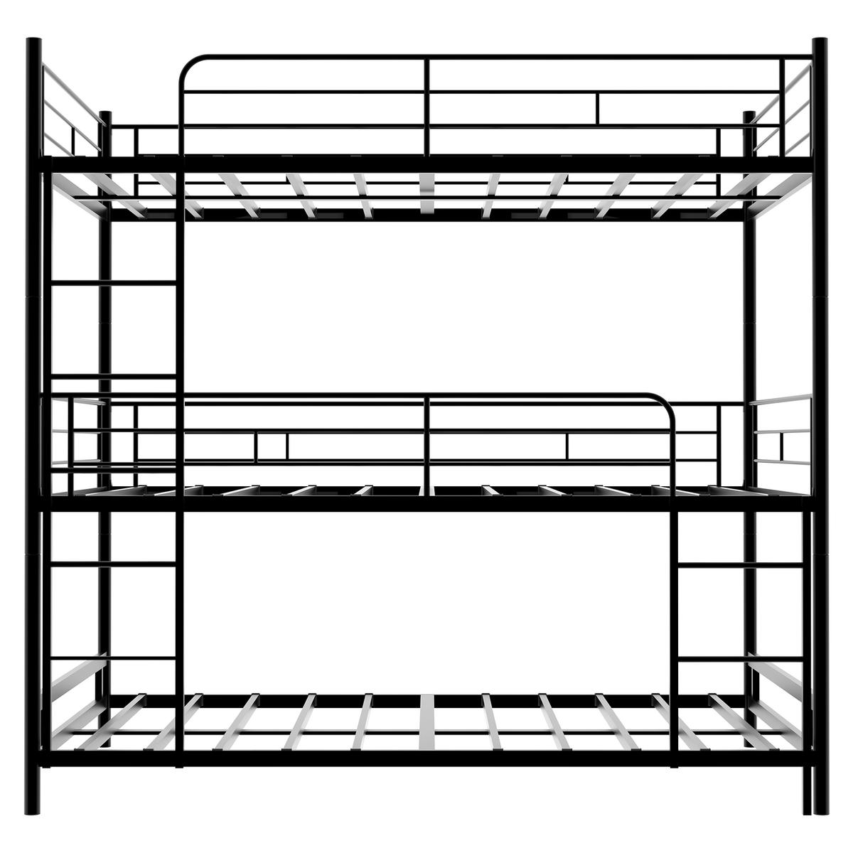 ETAGENBETT Dreifach mit Leitern Metall Schwarz - Schwarz, Holz (90/190cm) - Meubliv