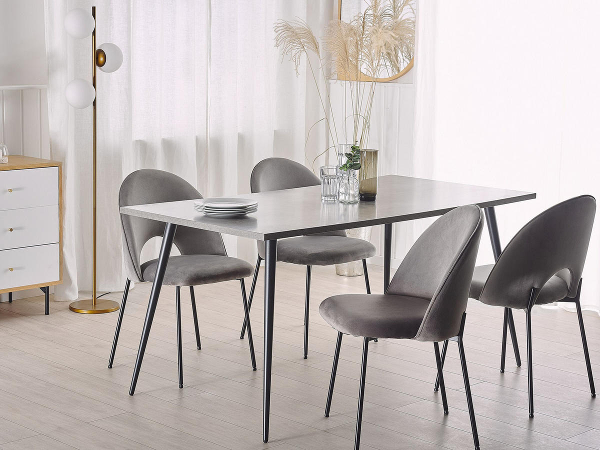 ESSTISCH 160/80/76 cm Hellgrau Rechteckig Santiago - Grau, Holzwerkstoff (160/80/76cm) - Beliani