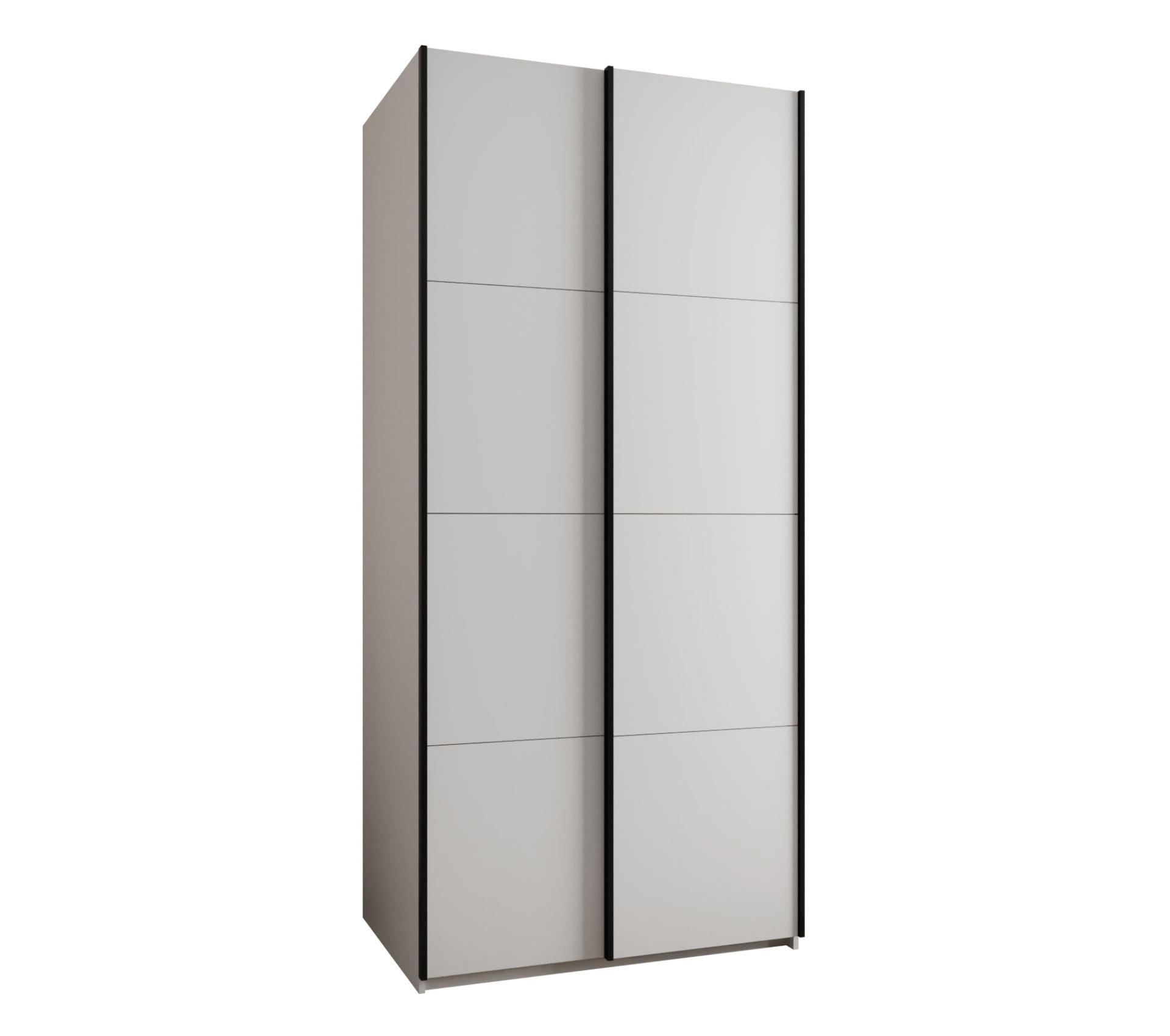 Abiks Möbel Schwebetürenschrank Weiß, Weiß, Schwarz 120x245x64 cm