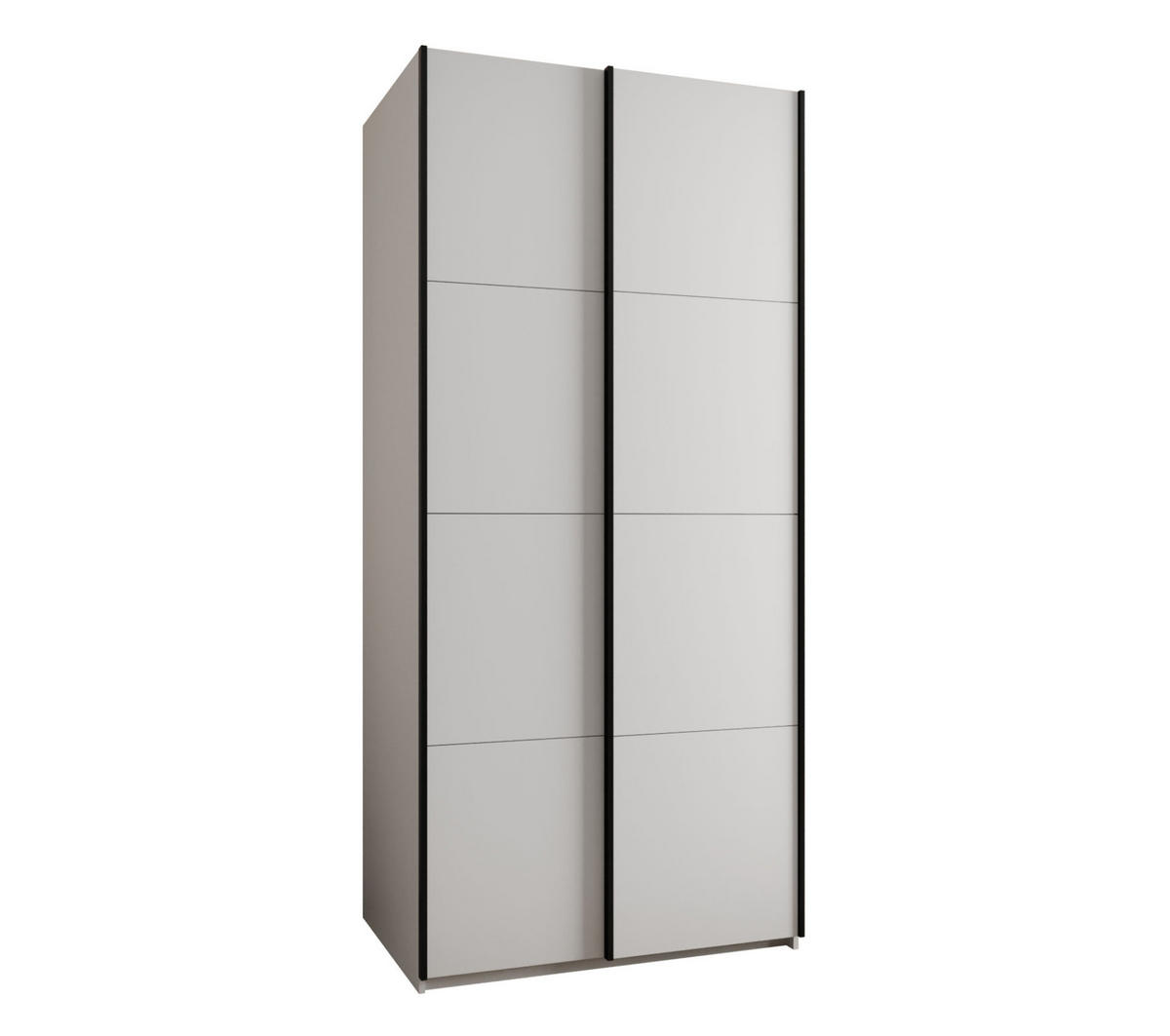 SCHWEBETÜRENSCHRANK 245,5/110/64 2-türig - Schwarz/Weiß, Holz/Metall (110/245/64cm) - Abiks Möbel