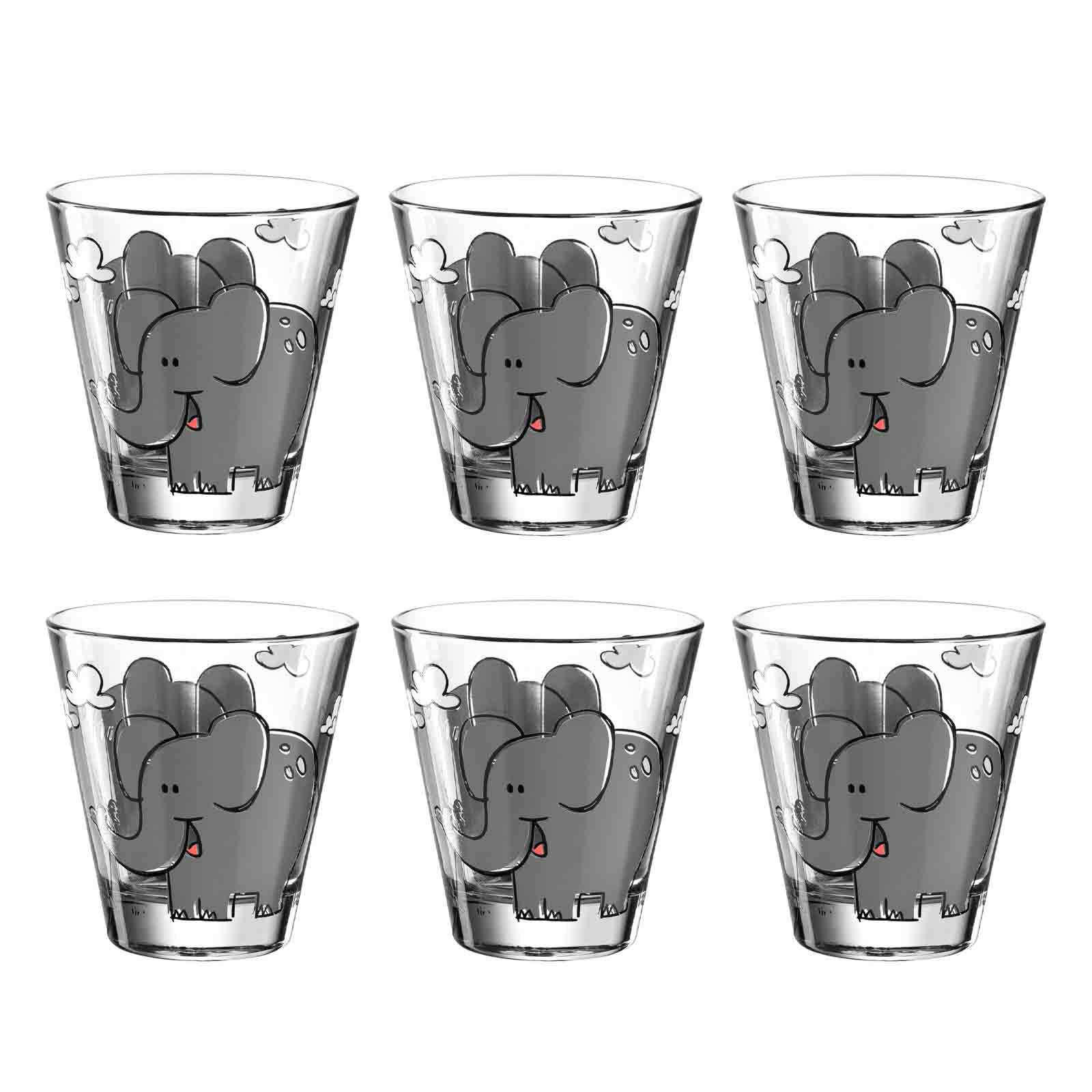 KINDERBECHER Bambini Elefant 215 ml 6er Set - Grau, Glas (0.215L) - Leonardo Living