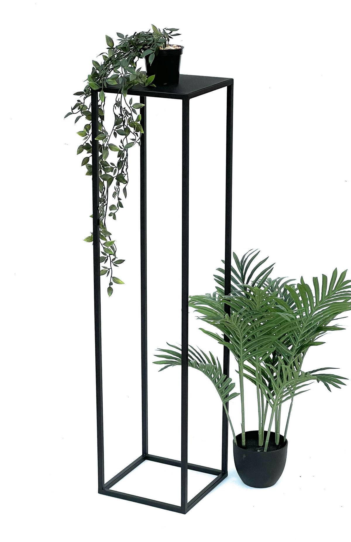 BLUMENHOCKER Metall Schwarz Eckig 100 cm - Schwarz, Metall (24/100/24cm) - DanDiBo