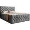 BOXSPRINGBETT Aurora mit Bettkasten, Dunkelgrau Samt 140x200 cm – inkl. H3 Matratze und Topper - Dunkelgrau/Schwarz, Holzwerkstoff/Kunststoff (140/200cm) - WFL GROUP