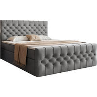 BOXSPRINGBETT Aurora mit Bettkasten, Dunkelgrau Samt 200x200 cm – inkl. H3 Matratze und Topper - Dunkelgrau/Schwarz, Holzwerkstoff/Kunststoff (200/200cm) - WFL GROUP