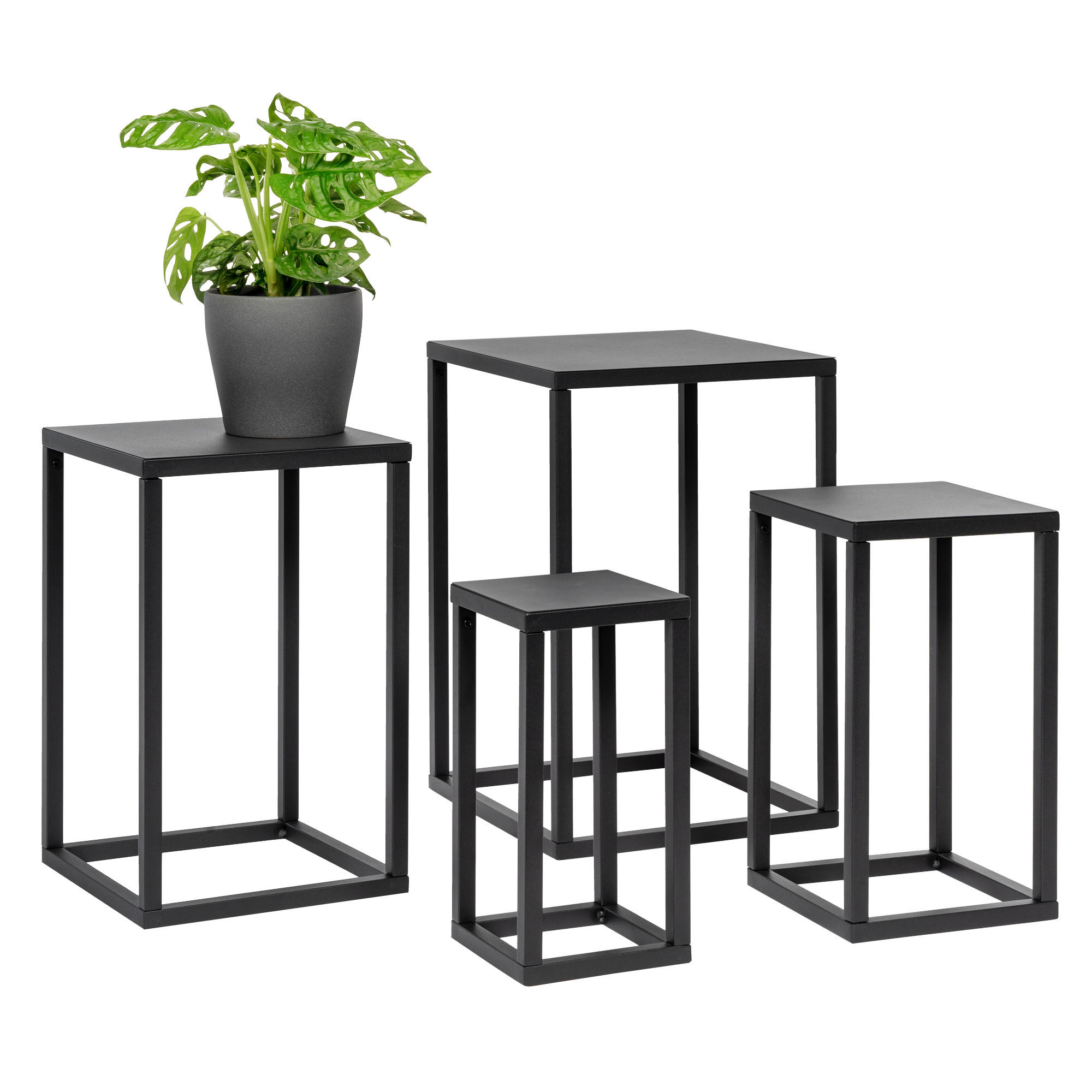 BLUMENHOCKER 4er Set, schwarz, Metall - Schwarz, Metall (30/30/45cm) - bremermann