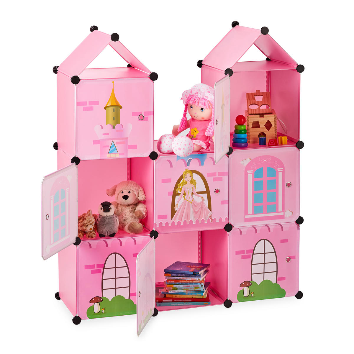 STECKREGAL Schloss - Rosa, Kunststoff/Metall (110/128/37cm) - Relaxdays