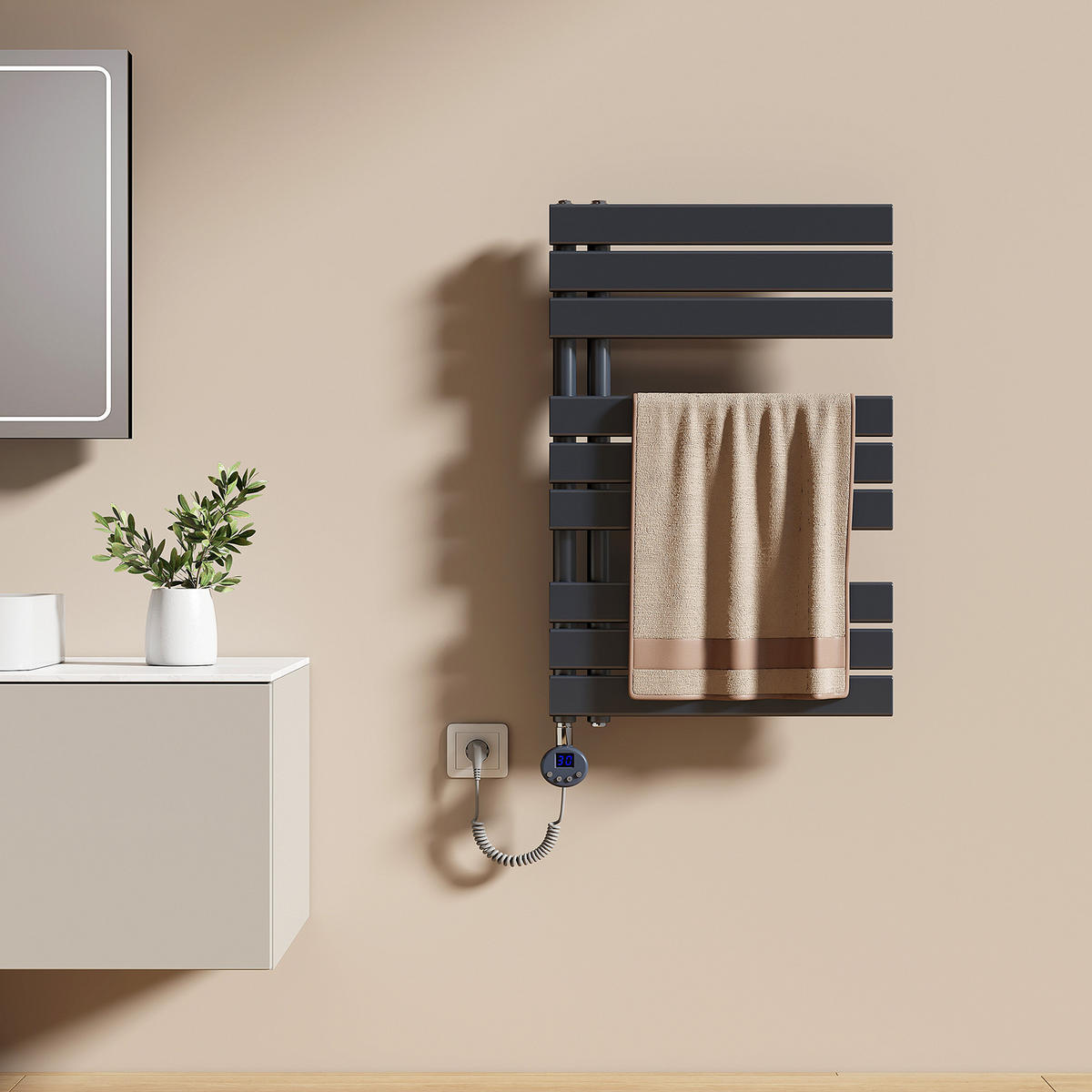 HEIZKÖRPER Elektrisch WLAN Thermostat Anthrazit - Anthrazit, Metall (50/76.2/5.9cm) - EMKE