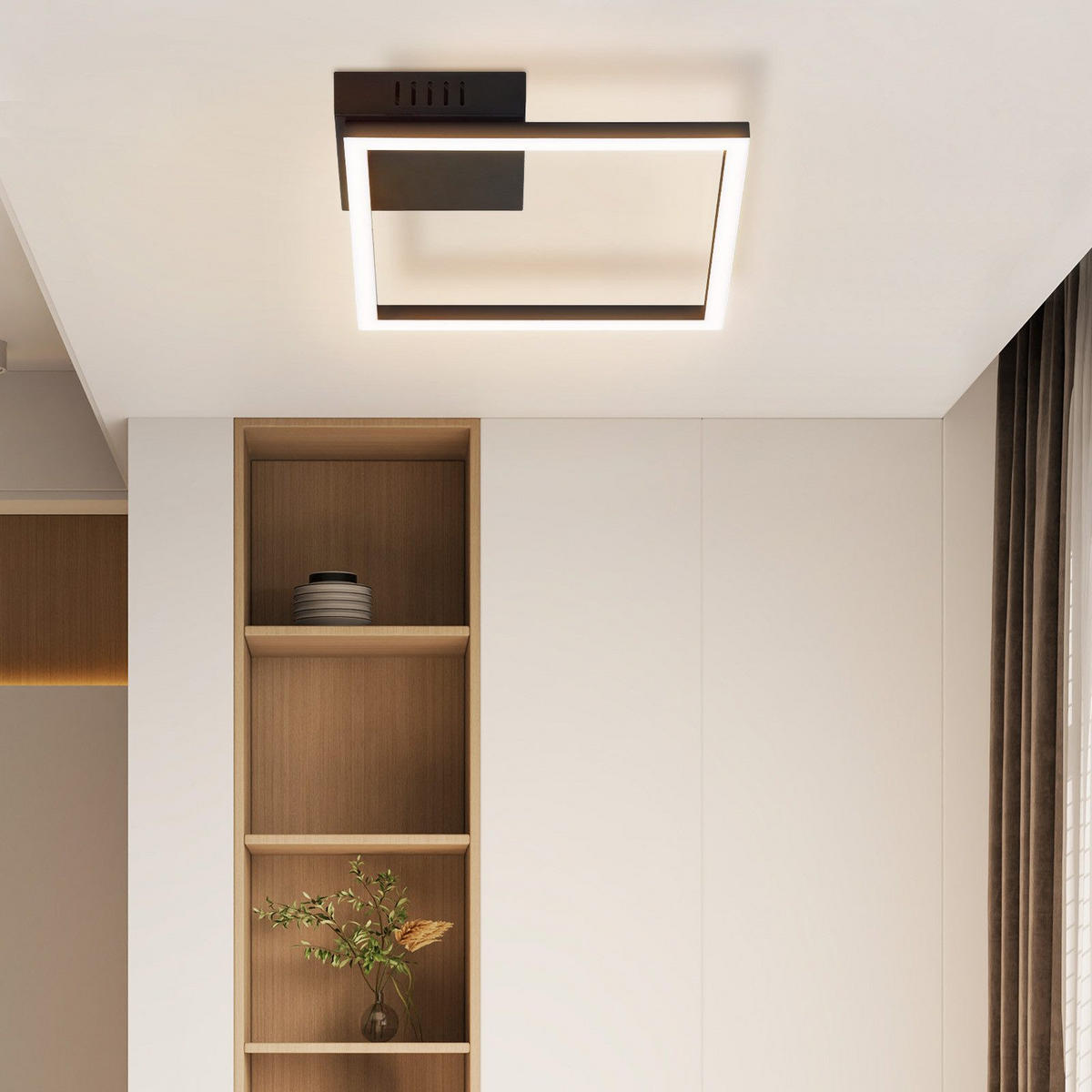 LED-DECKENLEUCHTE Madera 26/26/4.7cm - Schwarz, Kunststoff (26/26/4.7cm) - Nettlife