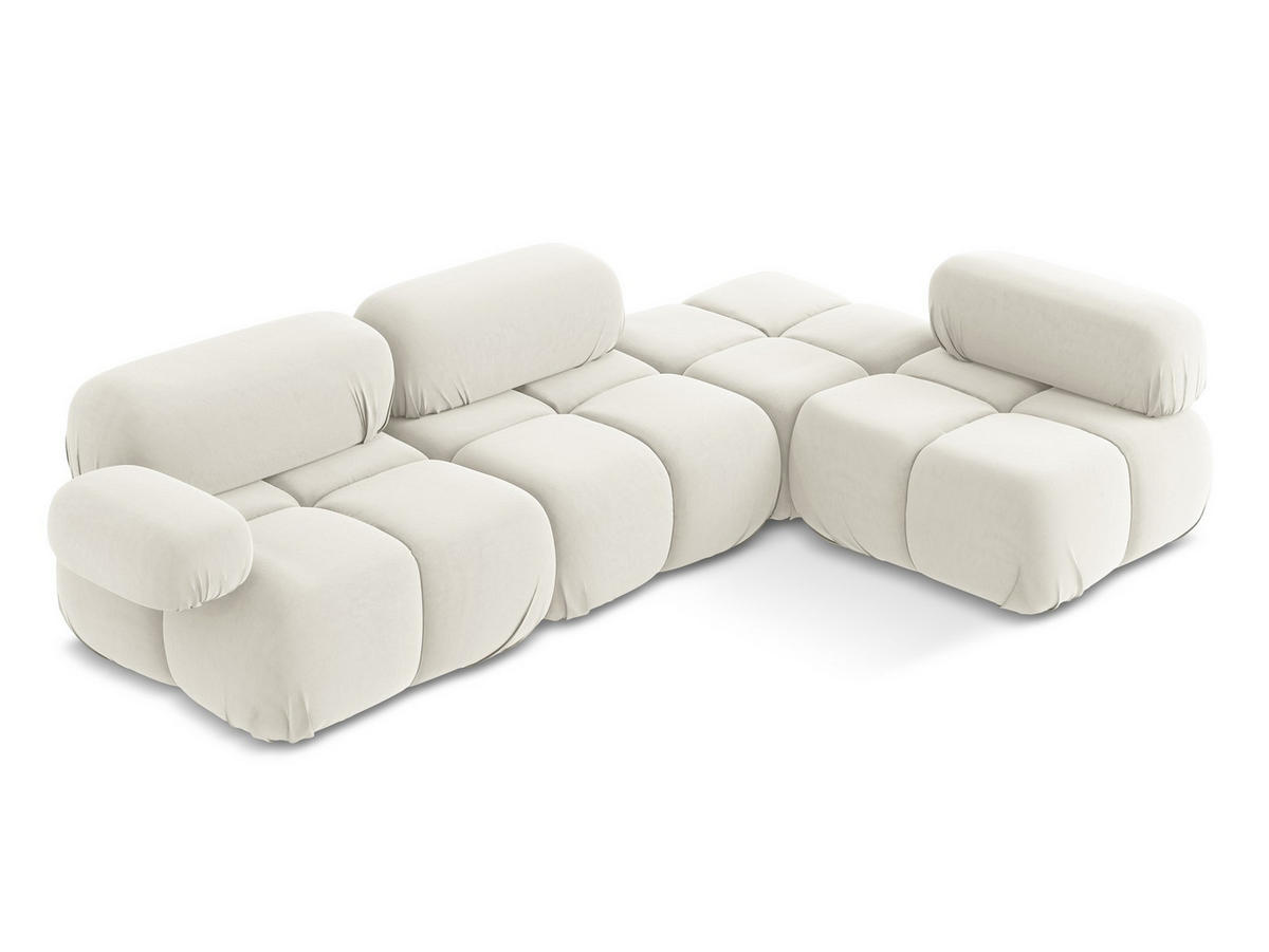 ECKSOFA Rechts Samt Stoff Beige - Beige/Creme, Kunststoff/Textil (285/190cm) - Makamii