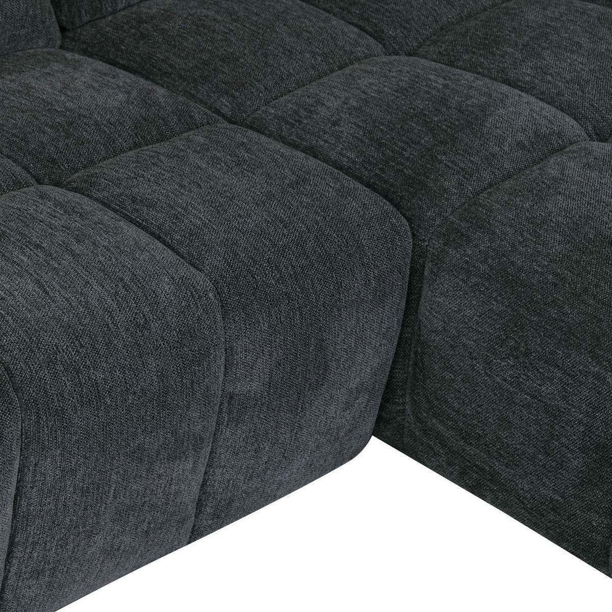 ECKSOFA Webstoff Grau - Schwarz/Grau, Textil/Metall (268/156cm) - Furnhouse