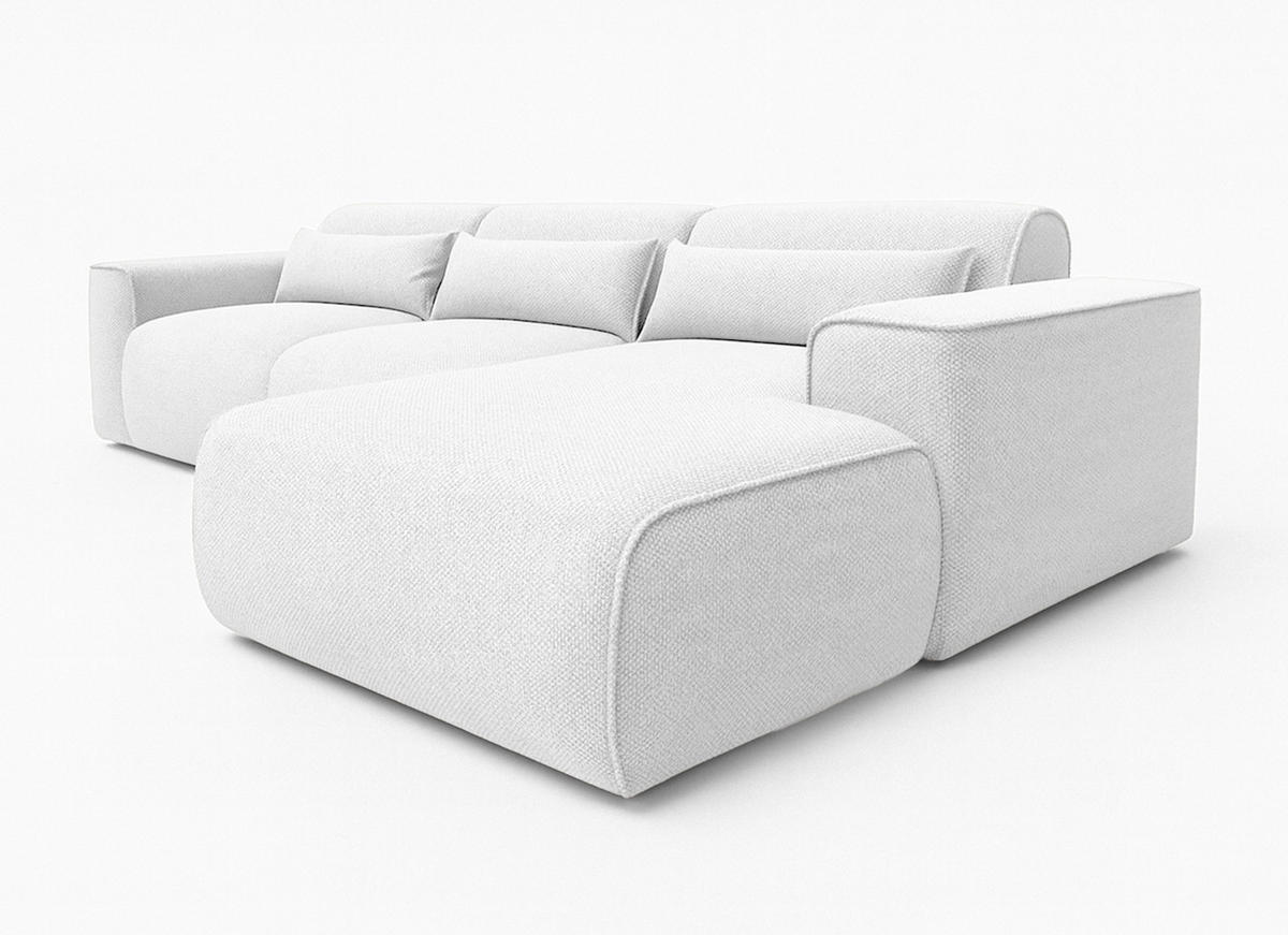 ECKSOFA L Form Ruyam Perlweiß 310/165/78 cm – Schlaffunktion & Bettkasten R - Schwarz/Weiß, Kunststoff/Textil (310/170cm) - AX Living