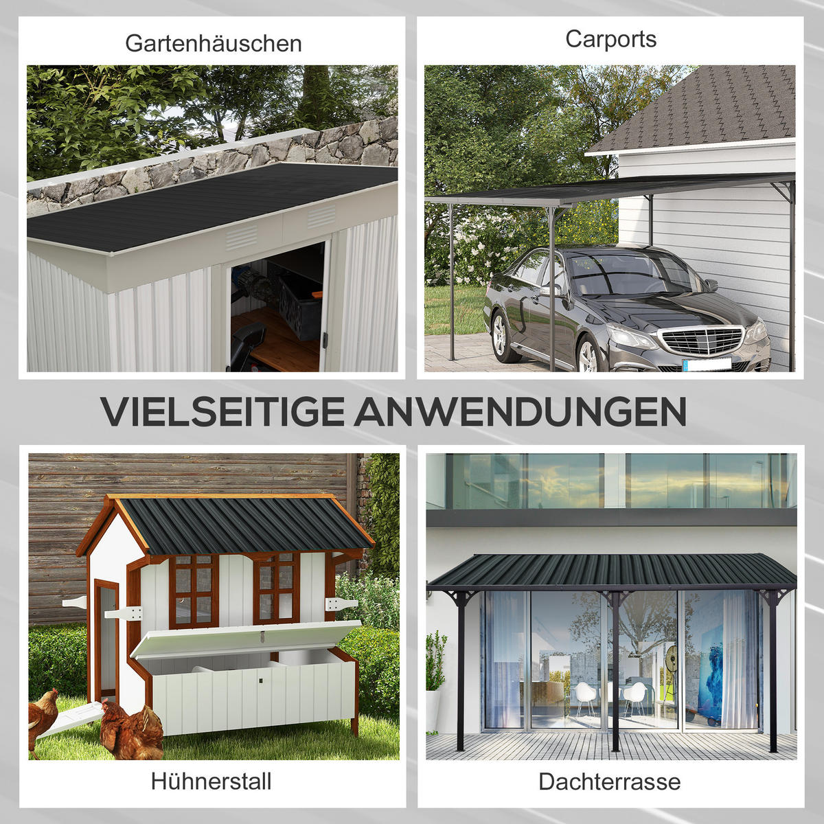 TRAPEZBLECH 12er-Set DE-08072 verzinkt, wetterfest Dunkelgrau - Dunkelgrau, Metall (45/1/129cm) - ComfortXL