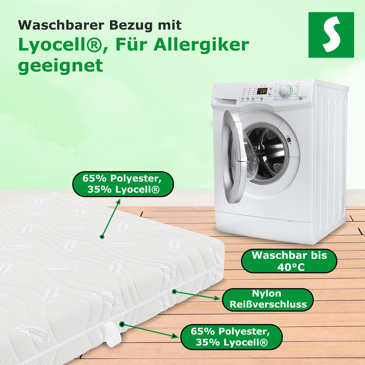 KALTSCHAUMMATRATZE 140x200 H2/H3 H2/H3 deLuxe 7 Zonen , Hybrid DUO - Weiß, Textil (140/200cm) - Schlaftroll