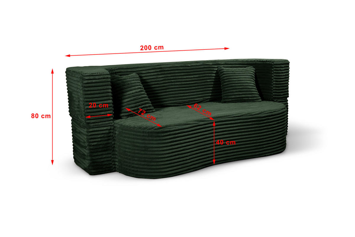 SCHLAFSOFA MYFOAM, Sofa mit Schlaffunktion, Farbe: Grun, Cordstoff - Grün, Textil (200/80/72cm) - Storez24