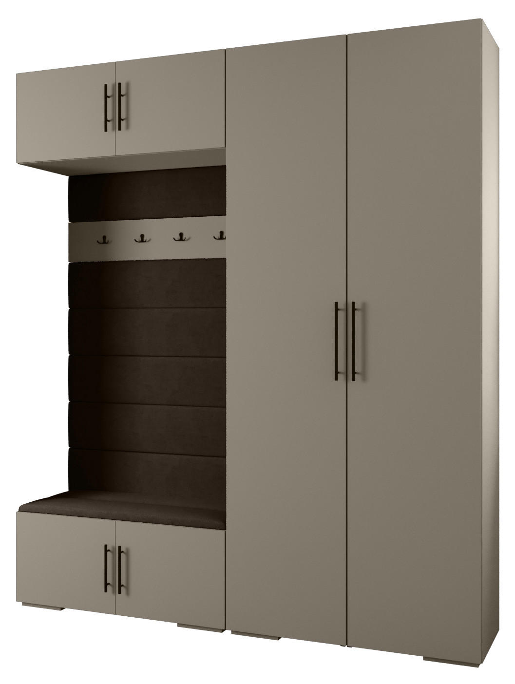 Abiks Möbel Garderoben-Set Kaschmir, Braun, Schwarz 200x236.7x47 cm