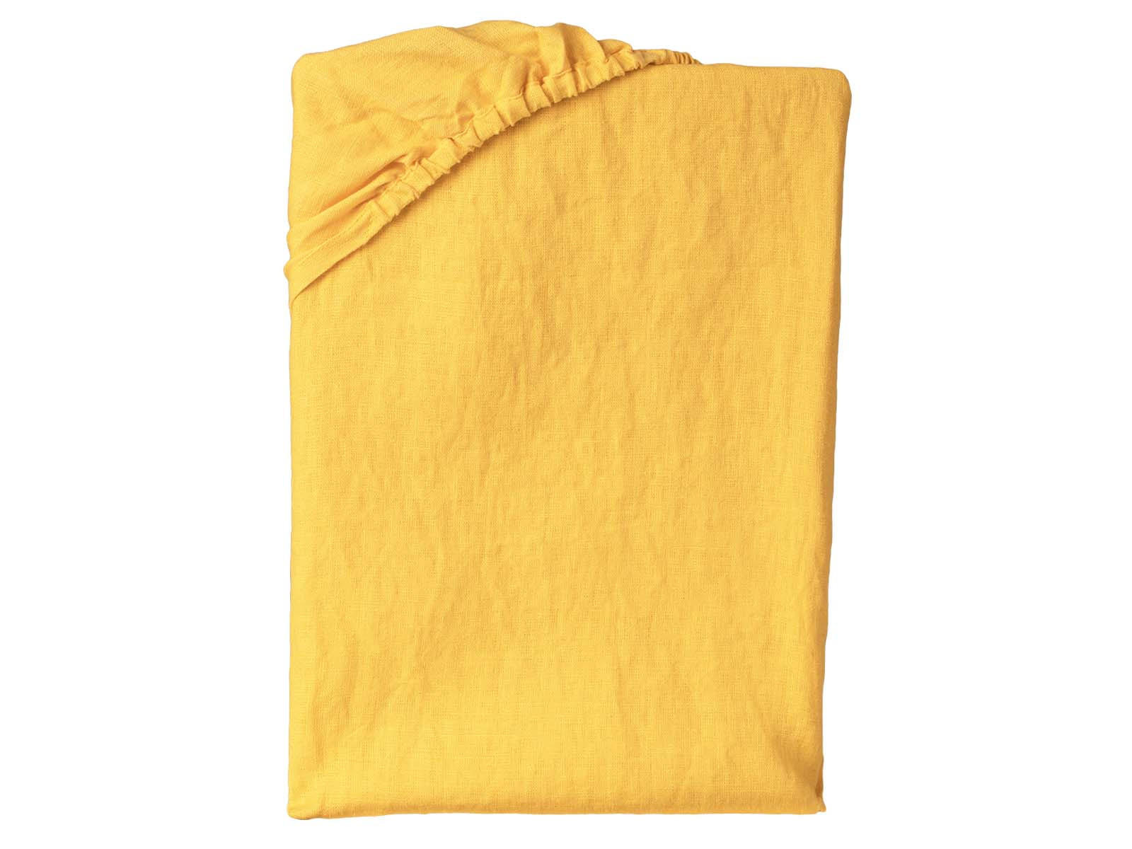 SPANNBETTTUCH reines Leinen zitronen-gelb 90/200 cm - Gelb, Naturmaterialien (90/200cm) - beties Heimtextil