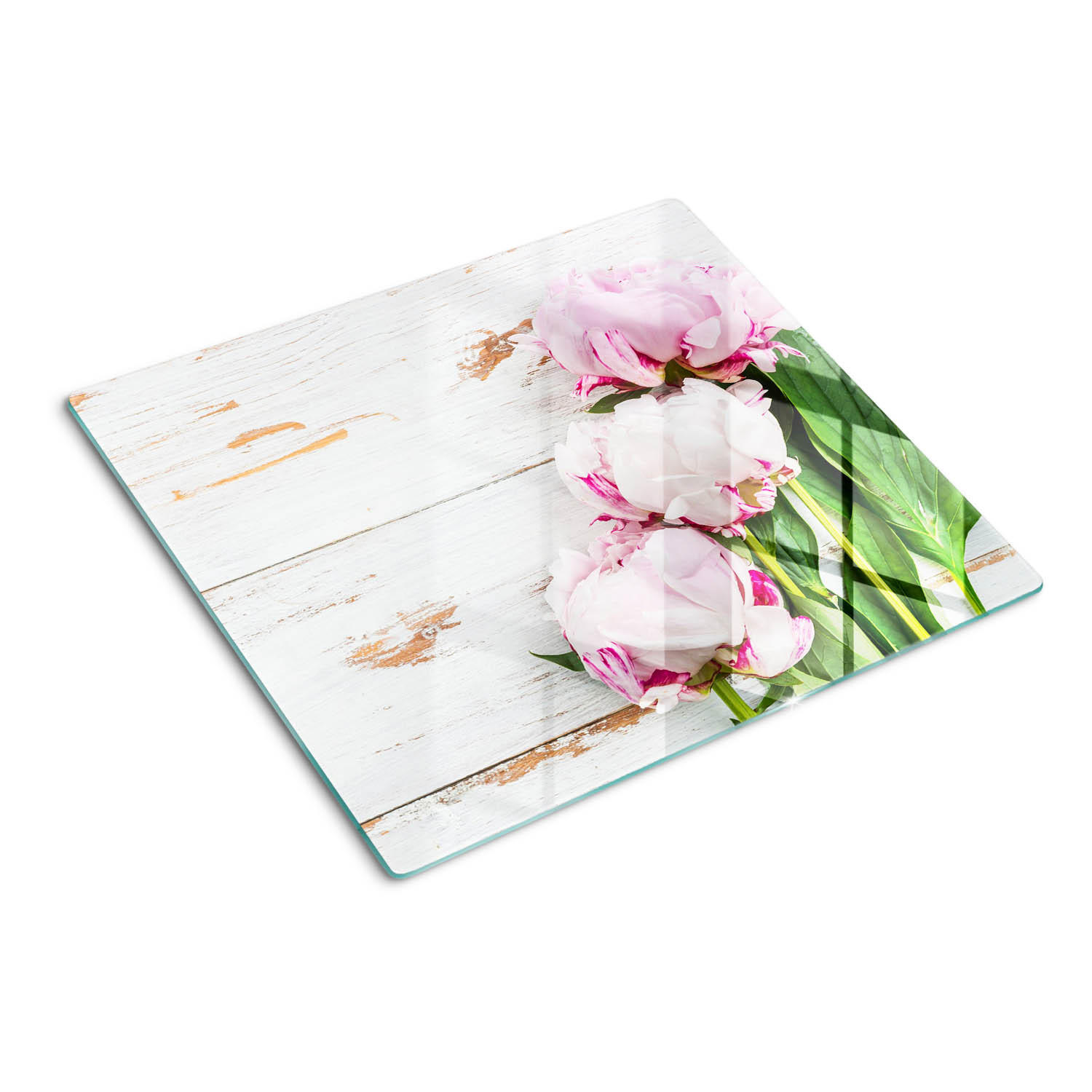 GLASPLATTE 60x52 cm Pfingstrosen - Weiß, Glas (60/0.4/52cm) - TULUP