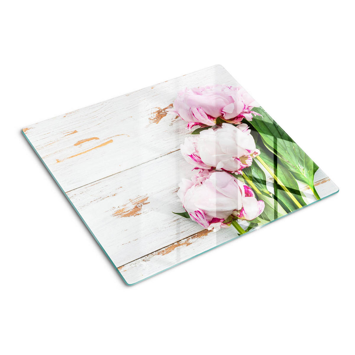 GLASPLATTE 60x52 cm Pfingstrosen - Weiß, Glas (60/0.4/52cm) - TULUP