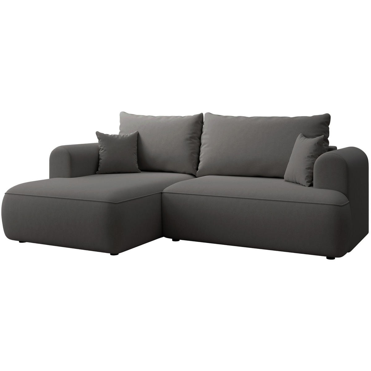 ECKSCHLAFSOFA Ovo Mini Dunkelgrau Easy-Clean-Samtbezug - Dunkelgrau/Schwarz, Kunststoff/Textil (238/156cm) - Selsey