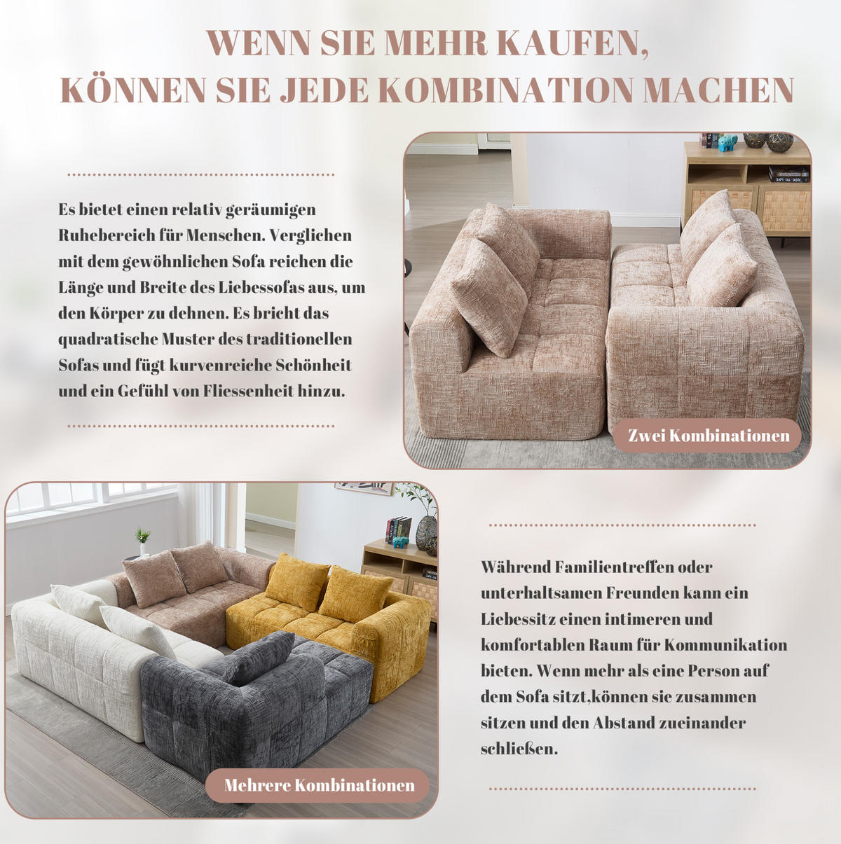 POHOVKA 158/90/60 cm khaki z chenille s kapsami a polštářem - písková barva, textil (60/158/90cm) - OKWISH