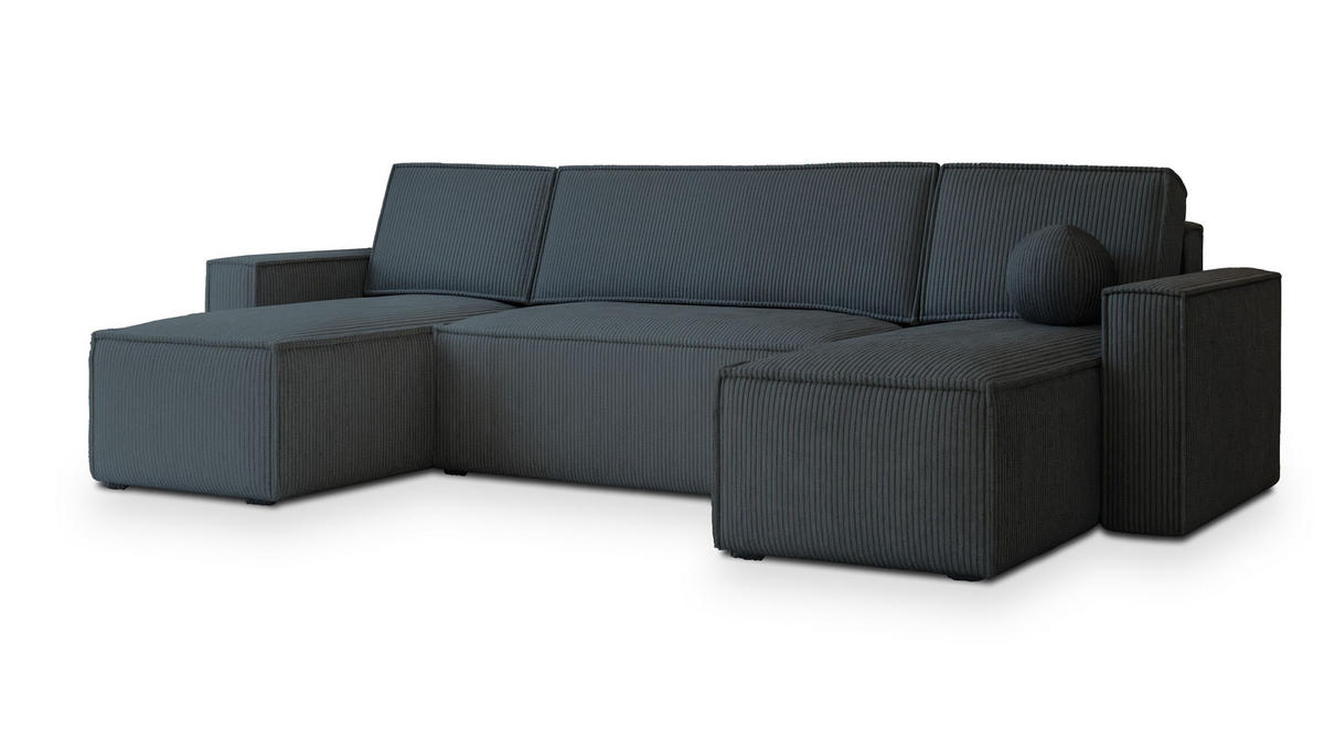 ROHOVÁ SEDAČKA PESANO grafitová - šedá/grafitová, dřevo/textil (306/140cm) - MASSENO