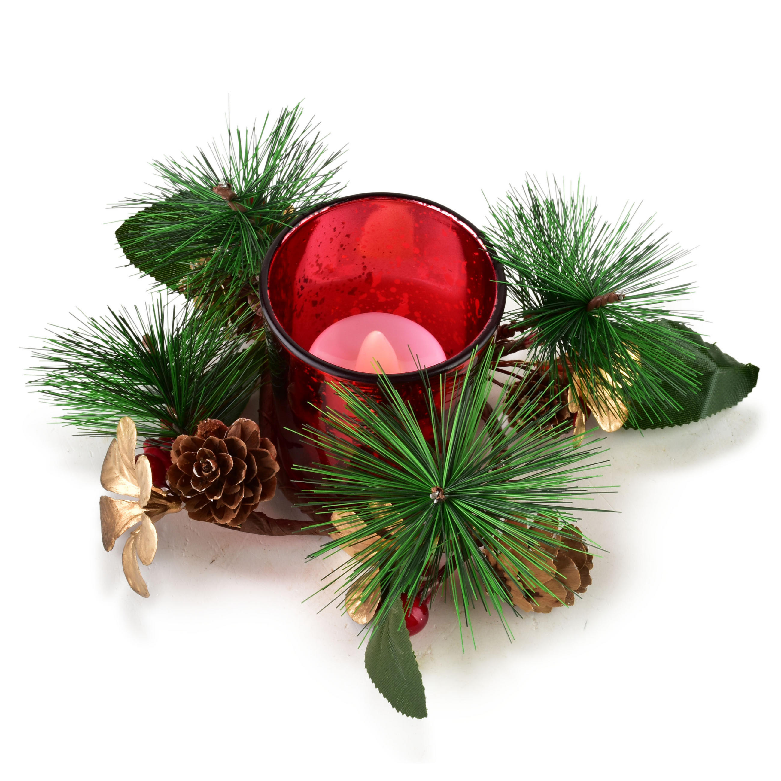KERZENHALTER Santa Lila Rot 5,5x5,5x6,7 cm Glas - Rot, Glas (5.5/6.7/5.5cm) - Mondex