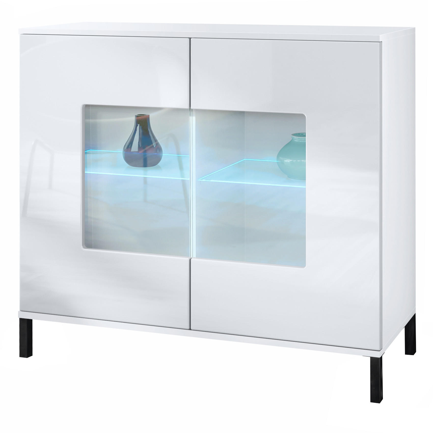 Vladon Kommode Weiß Hochglanz 92.5x83.5x35 cm