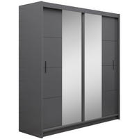 SCHWEBETÜRENSCHRANK Pronto mit 2 Türen und Spiegel, 203 cm, Grau - Grau, Holzwerkstoff (203/215/61cm) - Beautysofa