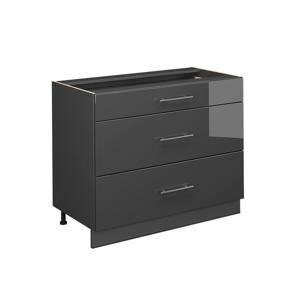 KÖKSUNDERSKÅP Fame-Line, Antracit högblank/antracit, 100 cm utan bänkskiva Svart högglans, Antracit 82/100/51.6 cm