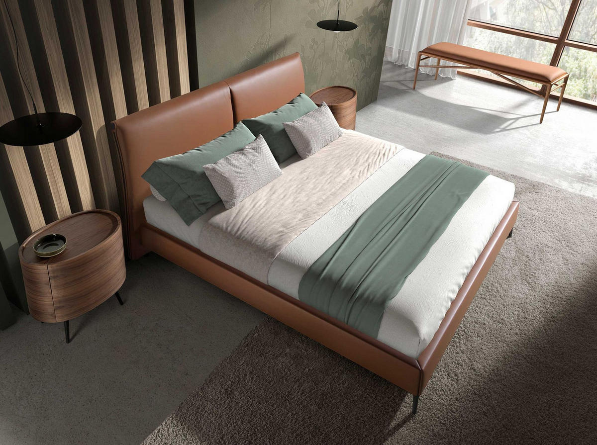 HOCKERBANK Hocker aus braunem Öko-Leder 130/40/43 cm - Walnussfarben/Braun, Leder (130/43/40cm) - ANGEL CERDA