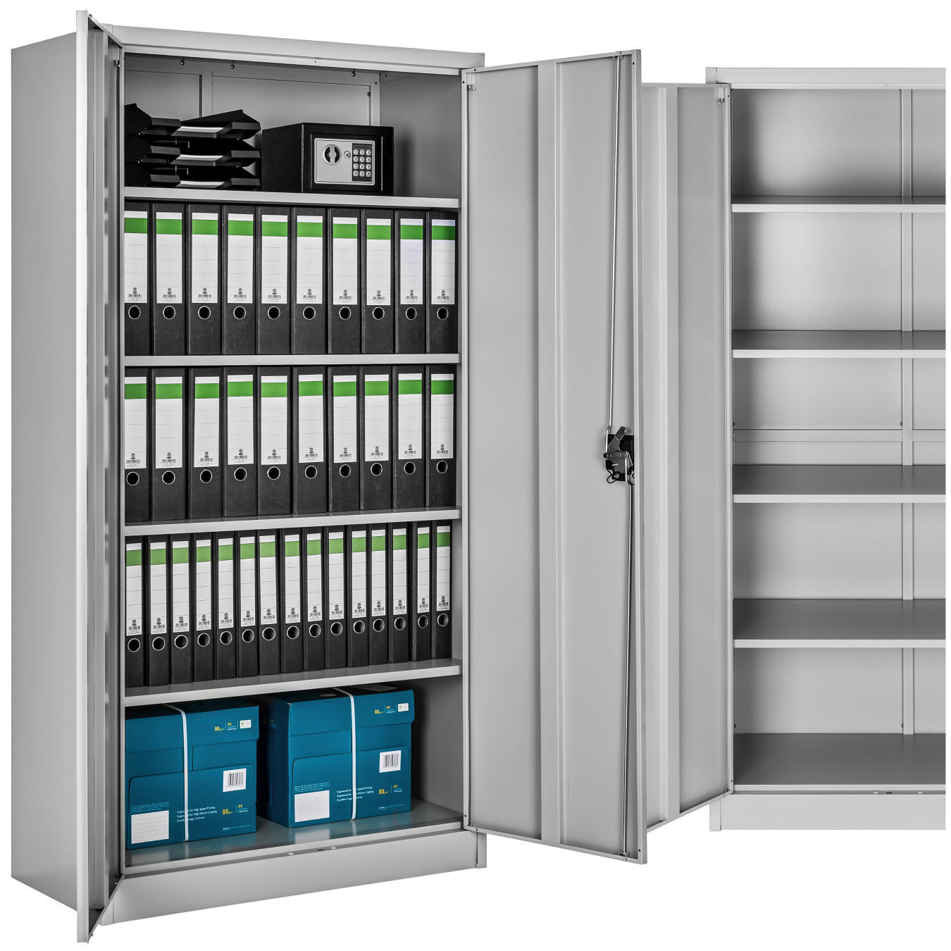 AKTENSCHRANK ,180 x 90 x 40 cm,grau - Grau, Metall (40/180/90cm) - tectake