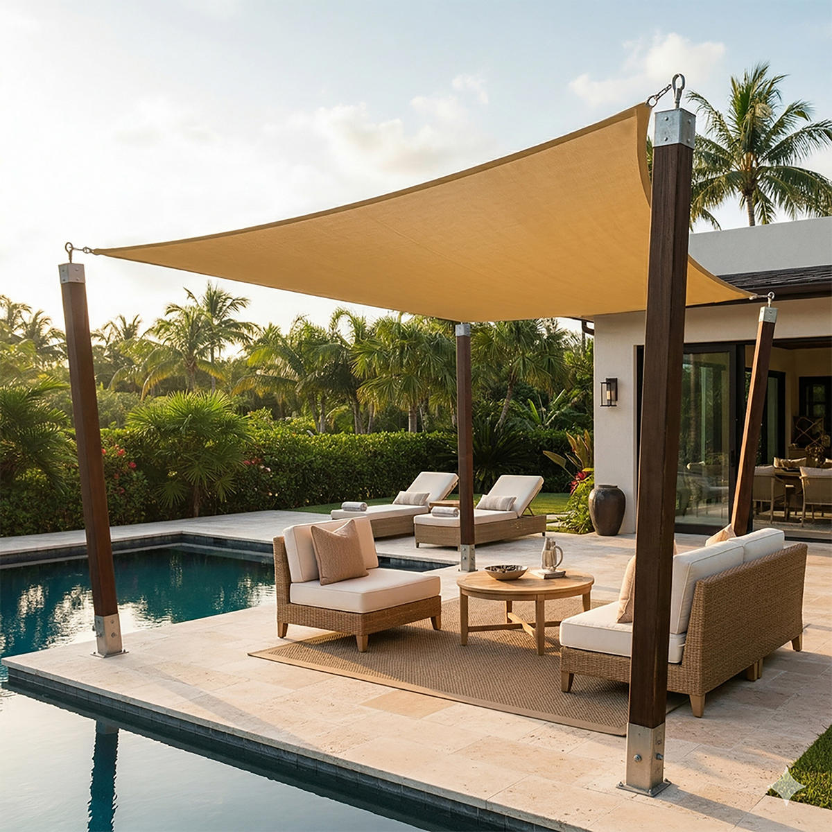 SONČNO jadro - bež, kovina/umetna masa (400/400cm) - Relaxdays