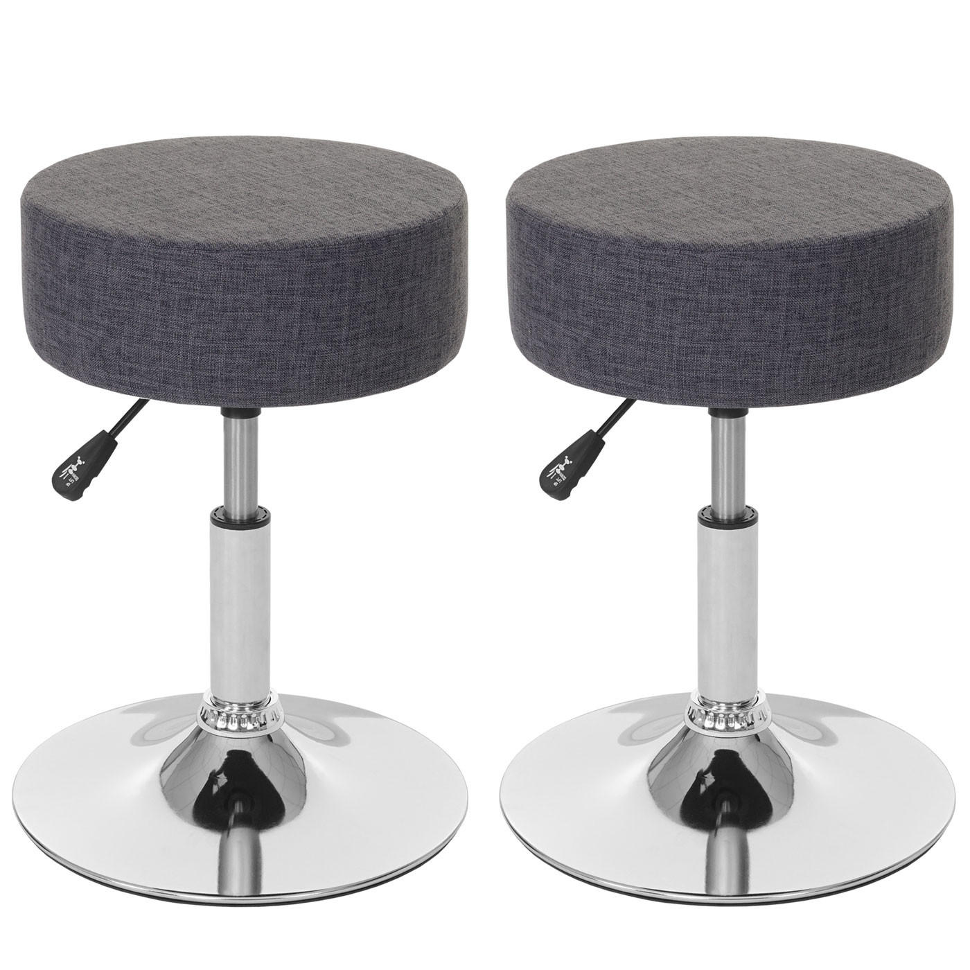 HOCKER 2er-Set höhenverstellbar und drehbar Sitzhöhe 43-55cm Ø 35cm Textil Grau - Grau, Textil (35/55/35cm) - PROREGAL