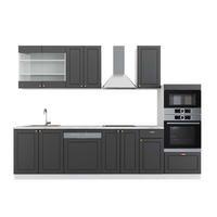 KÜCHENZEILE Fame-Line Anthrazit-Gold/Weiß 300 cm mit Hochschrank, AP Marmor - Anthrazit/Weiß, Holzwerkstoff (300/153.6/60cm) - Vicco