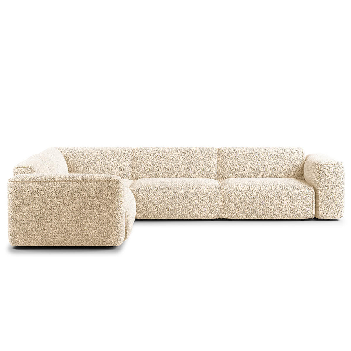 ECKSOFA mit Rundecke - Beige/Schwarz, Kunststoff/Textil (325/260cm) - home24