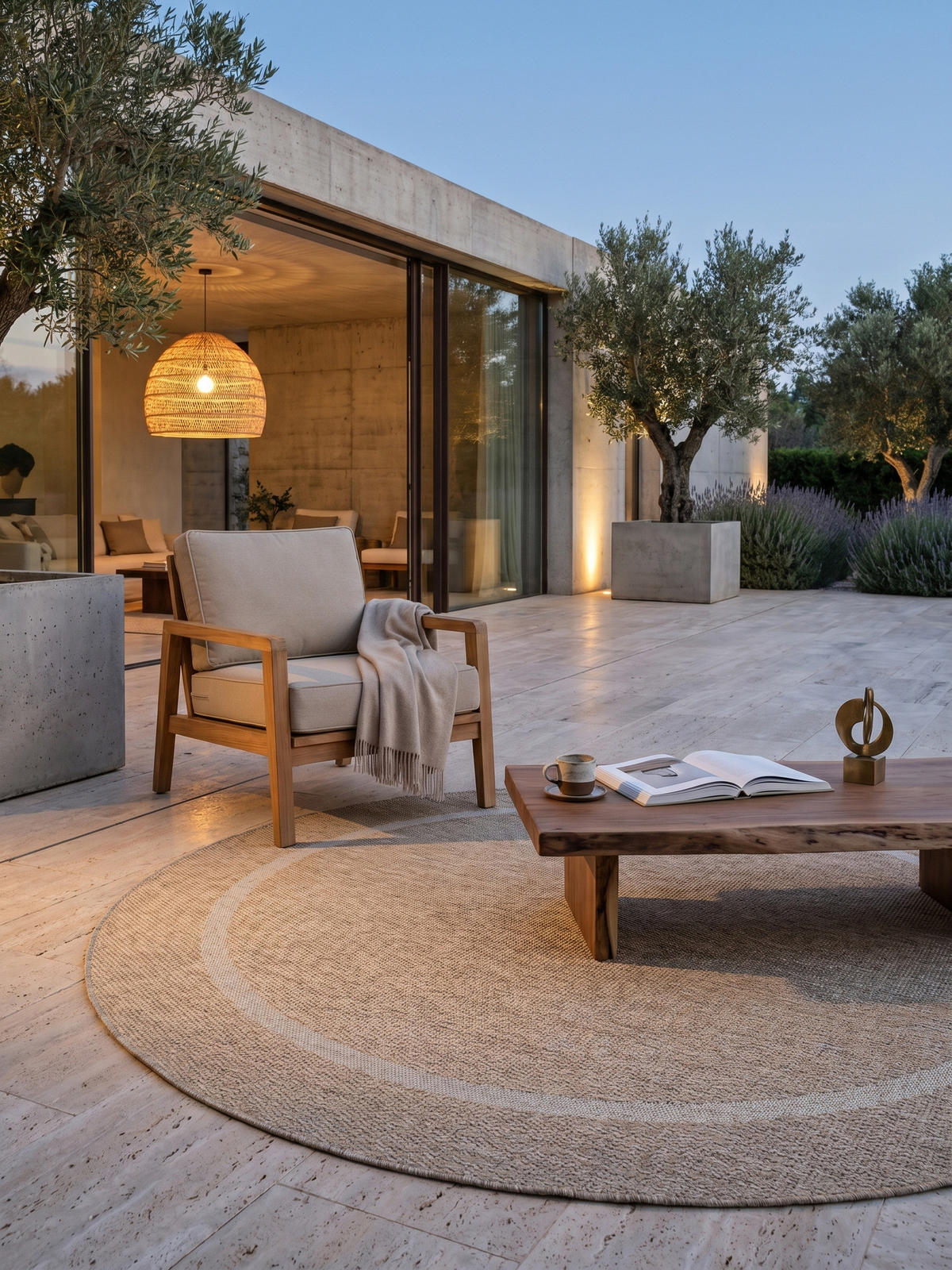 TEPPICH Balkon Unifarben Pflegeleicht Waschbar Terrasse Rund Beige 160x160 cm – ALSTER - Beige, Textil (160/160cm) - KADIMA DESIGN
