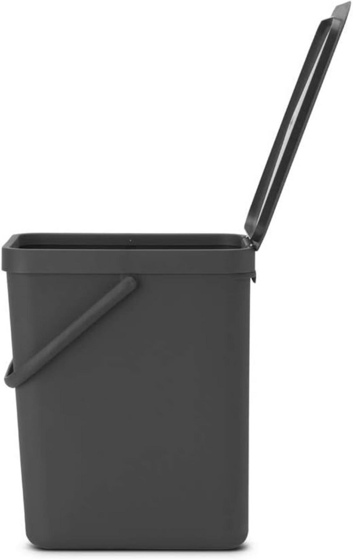 MÜLLEIMER Mit Stay Open Deckel 25 Liter 40 x 26,8 x 34,5 cm Kunststoff Dunkelgrau - Grau, Kunststoff (26.8/40/34.5cm) - PROREGAL