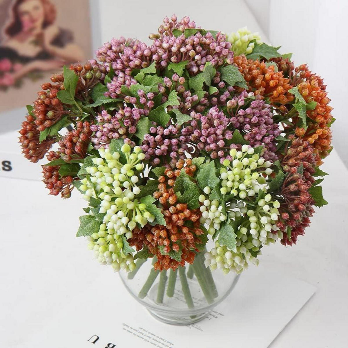 KÜNSTLICHE Pflanze Beerenzweig 5er Set 30 cm - Orange, Kunststoff (30cm)