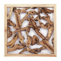 WANDDEKO Branch 56x56 cm, Teak Wurzelholz massiv naturfarben - Naturfarben, Holz (56/56/2cm) - CREEDWOOD
