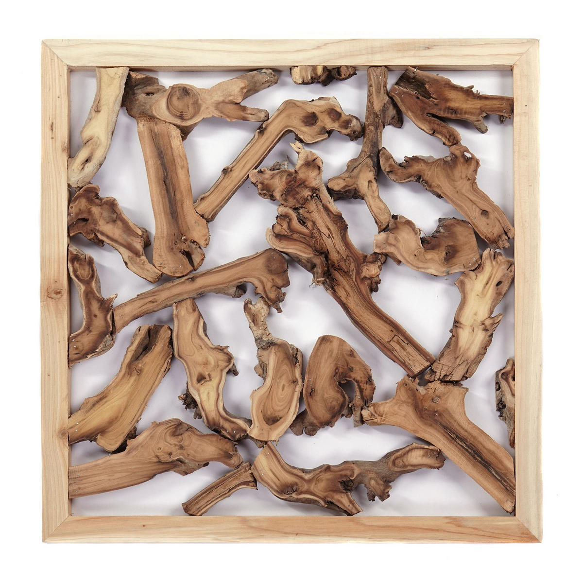WANDDEKO Branch 56x56 cm, Teak Wurzelholz massiv naturfarben - Naturfarben, Holz (56/56/2cm) - CREEDWOOD