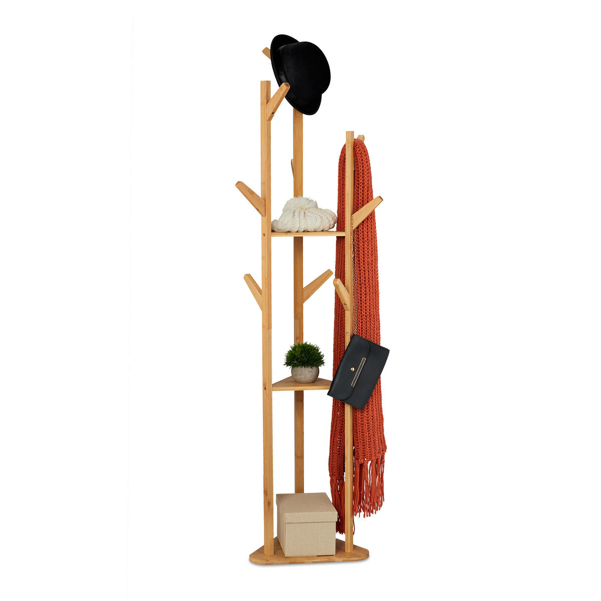 GARDEROBENSTÄNDER - Hellbraun, Holz (47/168.5/47cm) - Relaxdays
