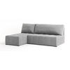 ECKSOFA DOMIRA Hellgrau Plüsch-Stoff mit Schlaffunktion - Hellgrau, Holz (200/141cm) - MASSENO