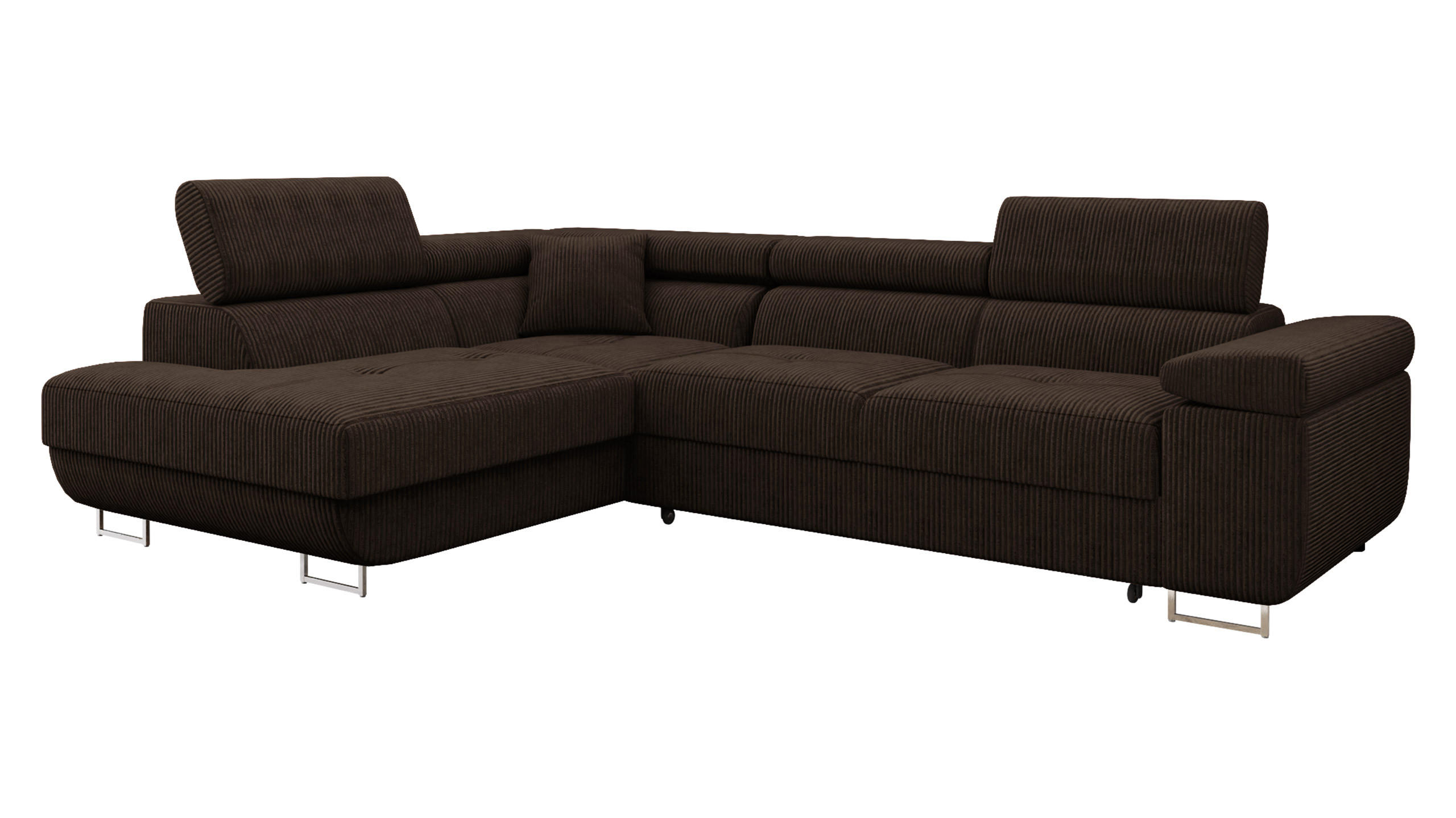 ECKSOFA Torezio Cord, Seite: Links - Nussbaumfarben, Holz/Textil (274/203cm) - MIRJAN24